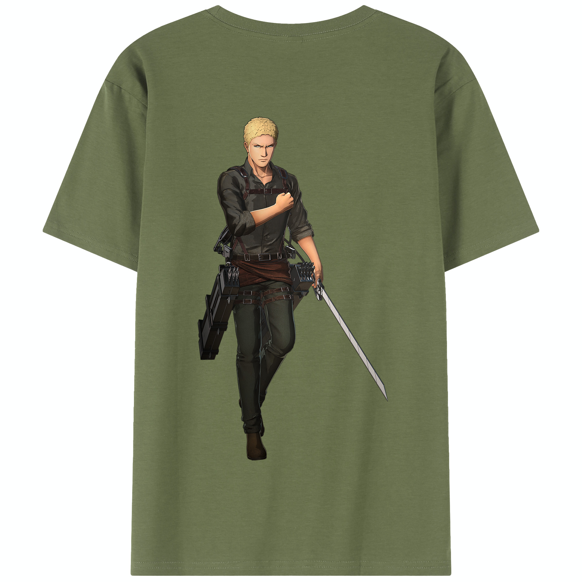 （画像用） 進撃の巨人 ライナー・ブラウン Attack on Titan Reiner Braun 綿100％半袖Tシャツ（背面プリント）